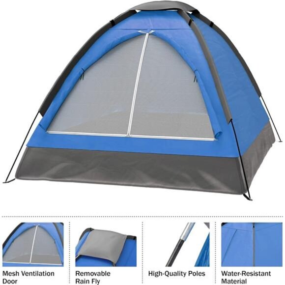 2 Person Dome Tent – Easy Set Up Shelter with Rain Fly and Carry Bag for Camping - Picture 9 of 12